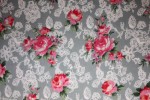 Tissu : bouquets sur fond vieux rose